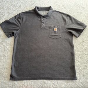 Carhartt Men's Loose Fit Pocket Polo Shirt Heather Charcoal Grey Size Large